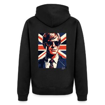 British Flag Type Chad Geezer Great Britain - Unisex Premium Organic Zip Hoodie - black - Back - Nico (187cm)