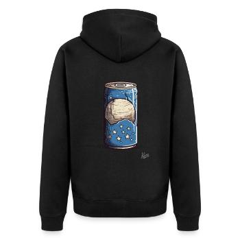 Getränke-Dose mit Mond und Sterne Geschmack - Unisex Premium Bio Zip Hoodie - Schwarz - Hinten - Nico (187cm)