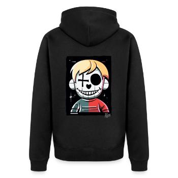 Crazy Cartoon: Horrible Puppet - Unisex Premium Organic Zip Hoodie - black - Back - Nico (187cm)