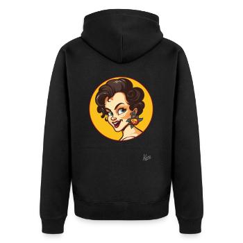 La douce beauté : une femme de dessin animé rétro avec une touche d’originalité - Veste à capuche bio Premium Unisexe - noir - Dos - Nico (187cm)