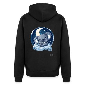 Koala endormi avec lune et étoiles - Veste à capuche bio Premium Unisexe - noir - Dos - Nico (187cm)