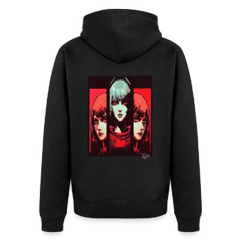 Cyber Sci-Fi: Cartoon Girl in Space - Unisex Premium Organic Zip Hoodie - black - Back - Nico (187cm)