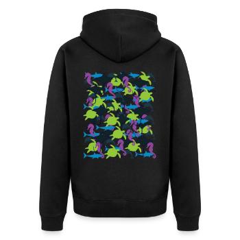 Ocean Camouflage – marine life in camouflage style - Unisex Premium Organic Zip Hoodie - black - Back - Nico (187cm)