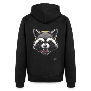 Randy Rocket : Le raton laveur effronté - Veste à capuche bio Premium Unisexe - noir - Dos - Nico (187cm)