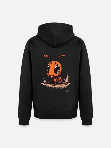 Mignon petit bébé fourmi - Veste à capuche bio Premium Unisexe - noir