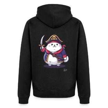 Chat pirate de compagnie moelleux - Veste à capuche bio Premium Unisexe - noir - Dos - Nico (187cm)
