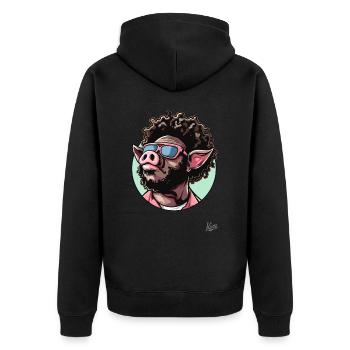 Funky Cool Afro Hair : Disco Pig - Veste à capuche bio Premium Unisexe - noir - Dos - Nico (187cm)