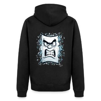Angry face made of paper - Unisex Premium Organic Zip Hoodie - black - Back - Nico (187cm)
