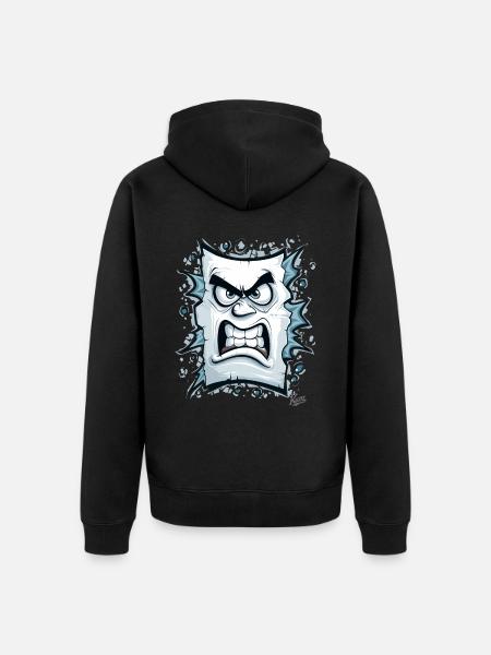 Angry face made of paper - Unisex Premium Organic Zip Hoodie - black