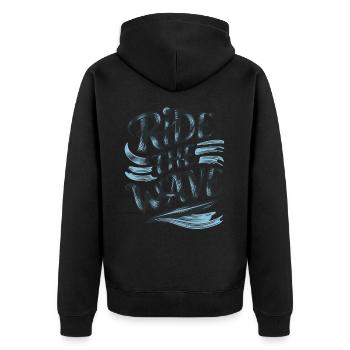 Ride the Wave Surfing Surfboard Summer Holiday - Unisex Premium Organic Zip Hoodie - black - Back - Nico (187cm)
