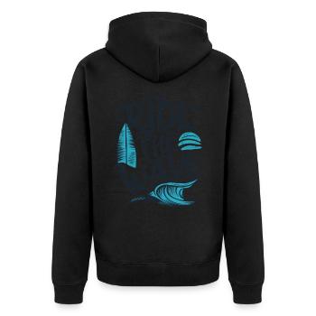 Ride the Wave Surfen Surfbrett Sommer Urlaub - Unisex Premium Bio Zip Hoodie - Schwarz - Hinten - Nico (187cm)