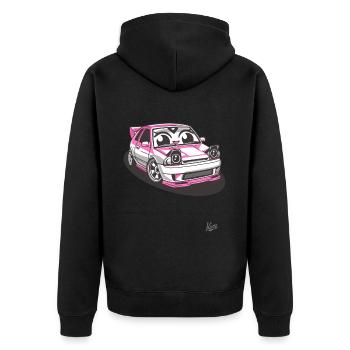 Chibi Auto : Japanese JDM Street Racing Tuning - Unisex Premium Organic Zip Hoodie - black - Back - Nico (187cm)