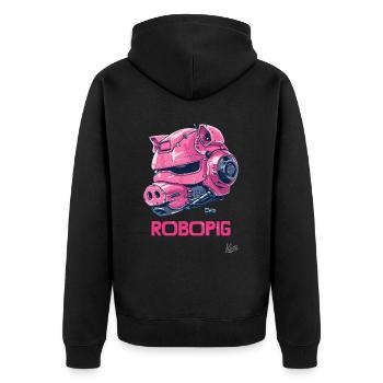 Robo-Pig : Le cochon robot cybernétique - Veste à capuche bio Premium Unisexe - noir - Dos - Nico (187cm)