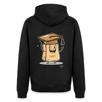 lustiger komischer Teebeutel Tee als Absolvent - Unisex Premium Bio Zip Hoodie - Schwarz - Hinten - Nico (187cm)