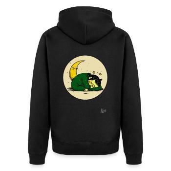 Enfant endormi et la lune et les étoiles - Veste à capuche bio Premium Unisexe - noir - Dos - Nico (187cm)