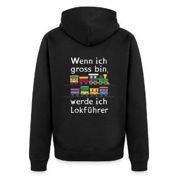 Wenn ich groß bin werde ich Lokführer für einen - Unisex Premium Bio Zip Hoodie - Schwarz - Hinten - Nico (187cm)