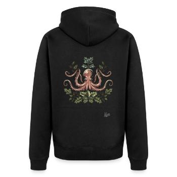 Plants Leaves and Octopus - Unisex Premium Organic Zip Hoodie - black - Back - Nico (187cm)