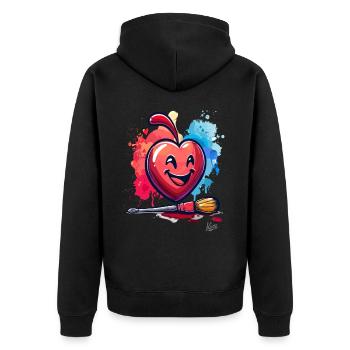 A brush, a smile and a heart for art - Unisex Premium Organic Zip Hoodie - black - Back - Nico (187cm)