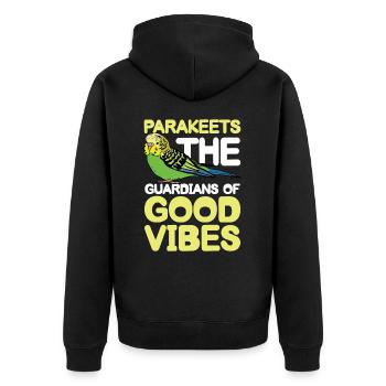Parakeets The Guardians Of - Unisex Premium Bio Zip Hoodie - Schwarz - Hinten - Nico (187cm)