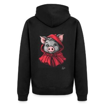 Le conte de fées du Petit Cochon Chaperon Rouge - Veste à capuche bio Premium Unisexe - noir - Dos - Nico (187cm)