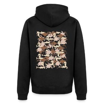 Ocean Camouflage – Meeresleben im Tarnstil - Unisex Premium Bio Zip Hoodie - Schwarz - Hinten - Nico (187cm)
