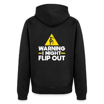 Warnung: Ich Könnte Ausflippen - Unisex Premium Bio Zip Hoodie - Schwarz - Hinten - Nico (187cm)