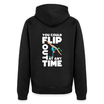 You can opt out at any time - Unisex Premium Organic Zip Hoodie - black - Back - Nico (187cm)