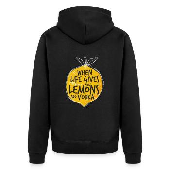 When life gives you lemons - Unisex Premium Organic Zip Hoodie - black - Back - Nico (187cm)