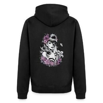 Floristin für eine Floristin - Unisex Premium Bio Zip Hoodie - Schwarz - Hinten - Nico (187cm)