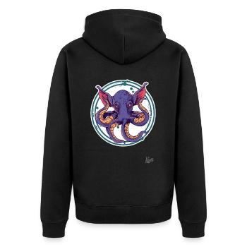 Funny, Weird Big Ears: Octopus Elephant - Unisex Premium Organic Zip Hoodie - black - Back - Nico (187cm)