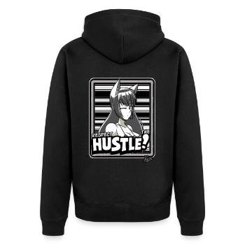 Japan Cartoon Girl: Respect the Hustle - Unisex Premium Organic Zip Hoodie - black - Back - Nico (187cm)