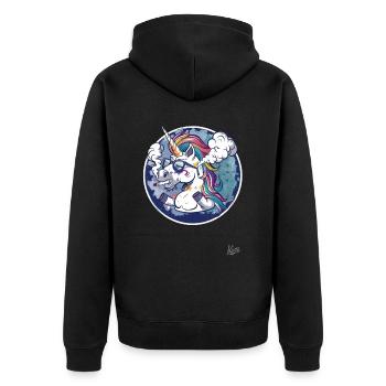 smoking funny uncool, anti-hero loser unicorn - Unisex Premium Organic Zip Hoodie - black - Back - Nico (187cm)