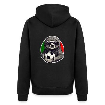 Football Fan Sloth with Sunglasses Portugal - Unisex Premium Organic Zip Hoodie - black - Back - Nico (187cm)