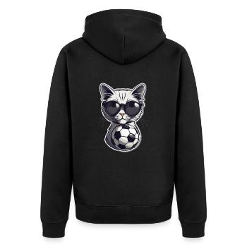 Football Cat Germany Fan Jersey Fan Merchandise - Unisex Premium Organic Zip Hoodie - black - Back - Nico (187cm)