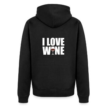I love Wine - Ich liebe Wein Rotwein Liebhaber - Unisex Premium Bio Zip Hoodie - Schwarz - Hinten - Nico (187cm)