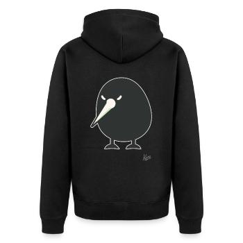 Funny Kiwi Bird - Unisex Premium Organic Zip Hoodie - black - Back - Nico (187cm)