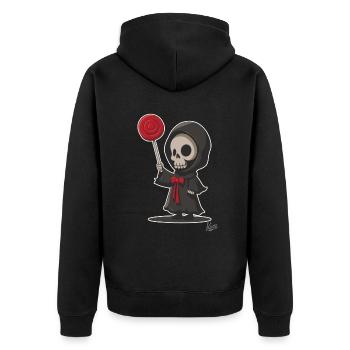 Grim Reaper with delicious lollipop lollipop - Unisex Premium Organic Zip Hoodie - black - Back - Nico (187cm)