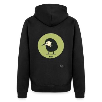 Abstract comic kiwi bird - Unisex Premium Organic Zip Hoodie - black - Back - Nico (187cm)