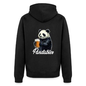 Pandabär Pandabier Panda Bier - Unisex Premium Bio Zip Hoodie - Schwarz - Hinten - Nico (187cm)