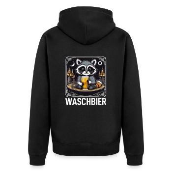 Raccoon Wash Beer Funny Saying Raccoon - Unisex Premium Organic Zip Hoodie - black - Back - Nico (187cm)