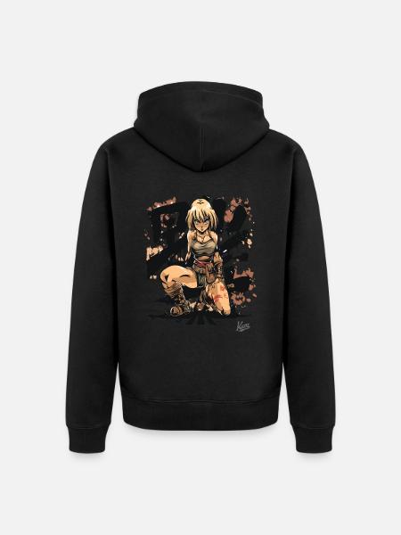 Barbarian Fighter & Sword Maiden - Unisex Premium Organic Zip Hoodie - black