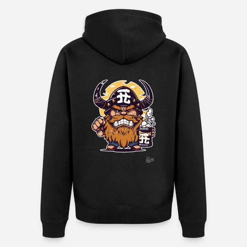 Japonais Petit Viking Drôle - Veste à capuche bio Premium Unisexe - noir