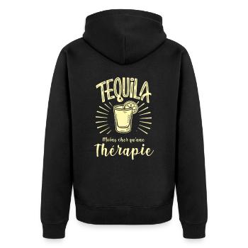 tequila moins cher qu'une thérapie - Veste à capuche bio Premium Unisexe - noir - Dos - Nico (187cm)