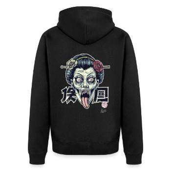 Horreur Zombie Geisha - Veste à capuche bio Premium Unisexe - noir - Dos - Nico (187cm)