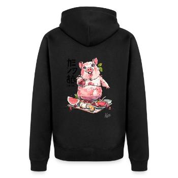 HAM-STER jambon et hamster carnivore - Veste à capuche bio Premium Unisexe - noir - Dos - Nico (187cm)