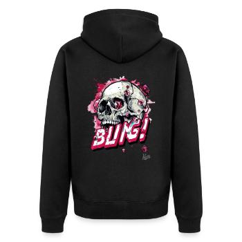 Diamonds Rubies Bling Skull - Unisex Premium Organic Zip Hoodie - black - Back - Nico (187cm)