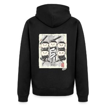The cool, serene marshmallow ninjas - Unisex Premium Organic Zip Hoodie - black - Back - Nico (187cm)