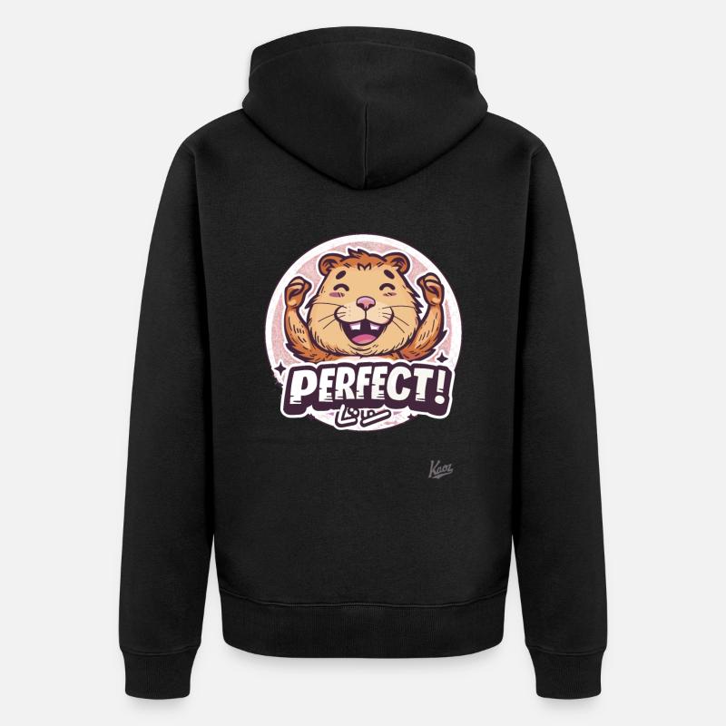 Der perfekte glückliche Biber - Unisex Premium Bio Zip Hoodie - Schwarz