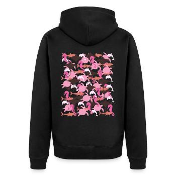 Ocean Camouflage – marine life in camouflage style - Unisex Premium Organic Zip Hoodie - black - Back - Nico (187cm)