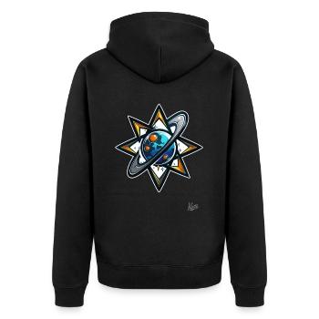 Wissenschaft - Unisex Premium Bio Zip Hoodie - Schwarz - Hinten - Nico (187cm)